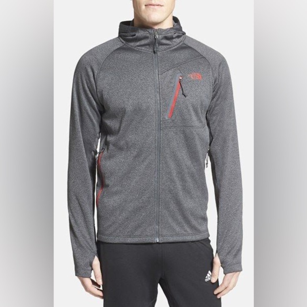 The North Face Gray Hooded Fleece with Orange Accents - Picture 7 of 7